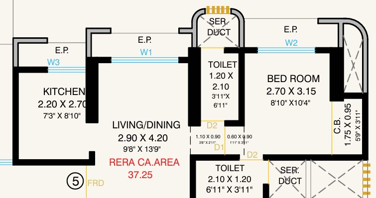 1 BHK floor plan