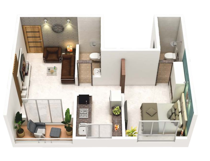 1 BHK floor plan
