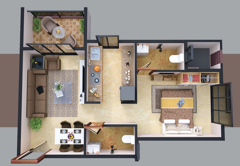 1 BHK floor plan
