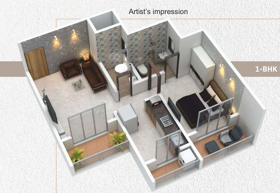 1 BHK floor plan