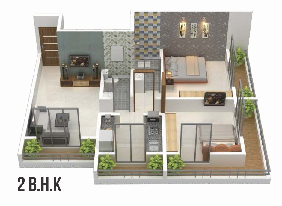2 BHK floor plan