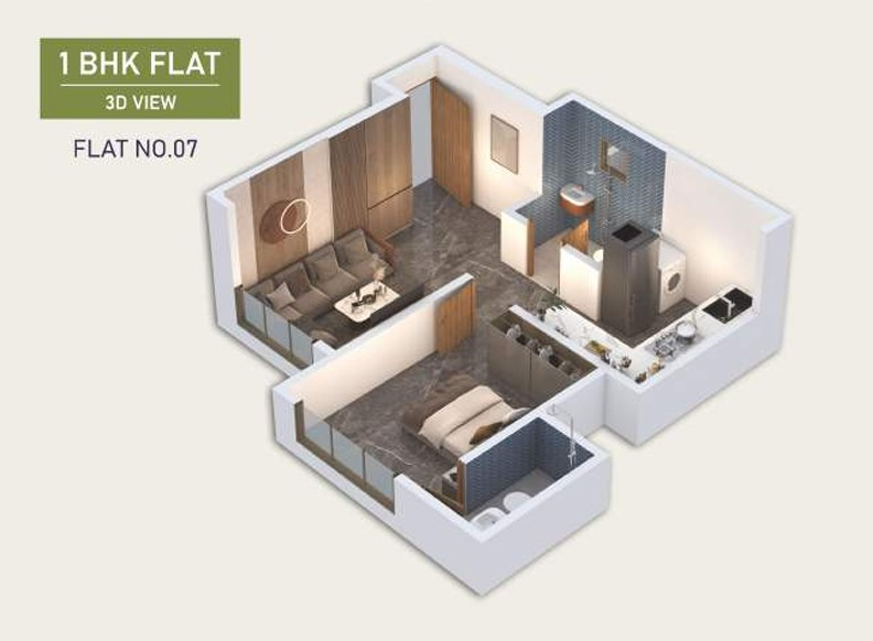 1 BHK floor plan