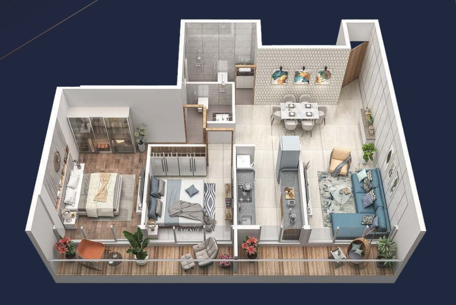 2 BHK floor plan