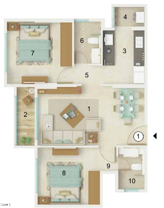 2 BHK floor plan