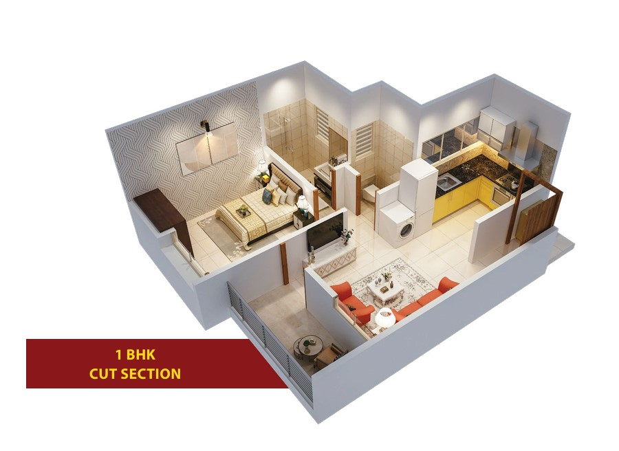 1 BHK floor plan