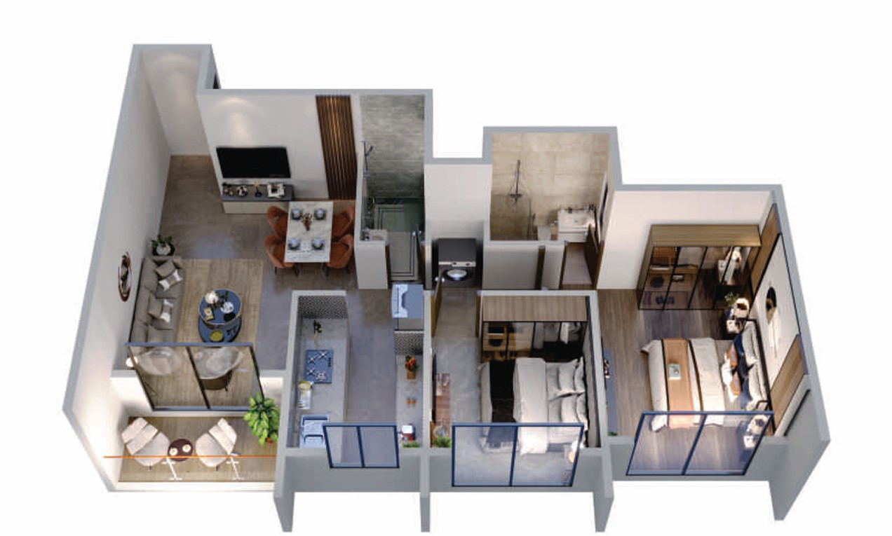 2 BHK floor plan