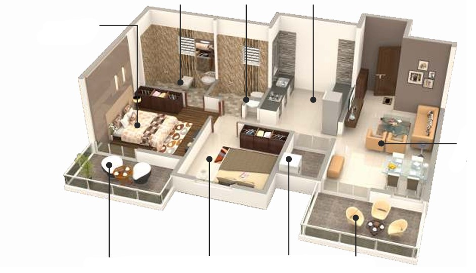 2 BHK floor plan