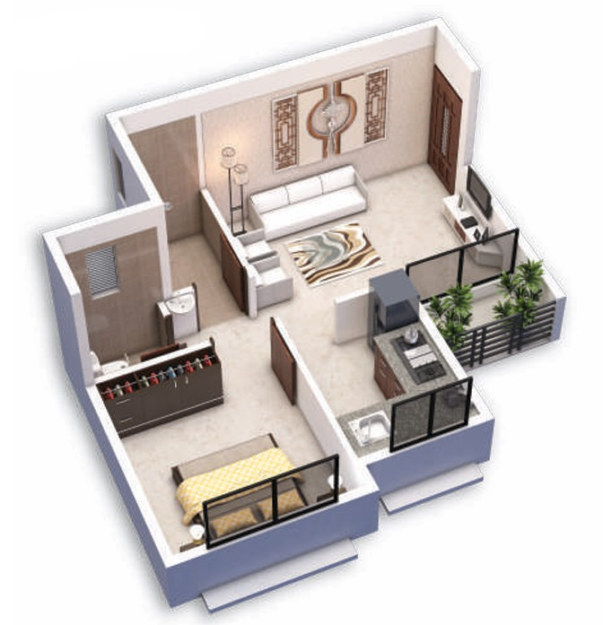 1 BHK floor plan