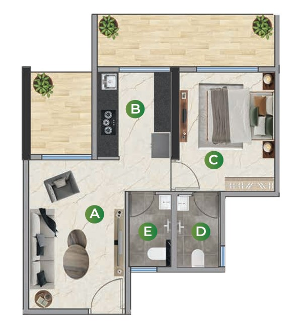1 BHK floor plan