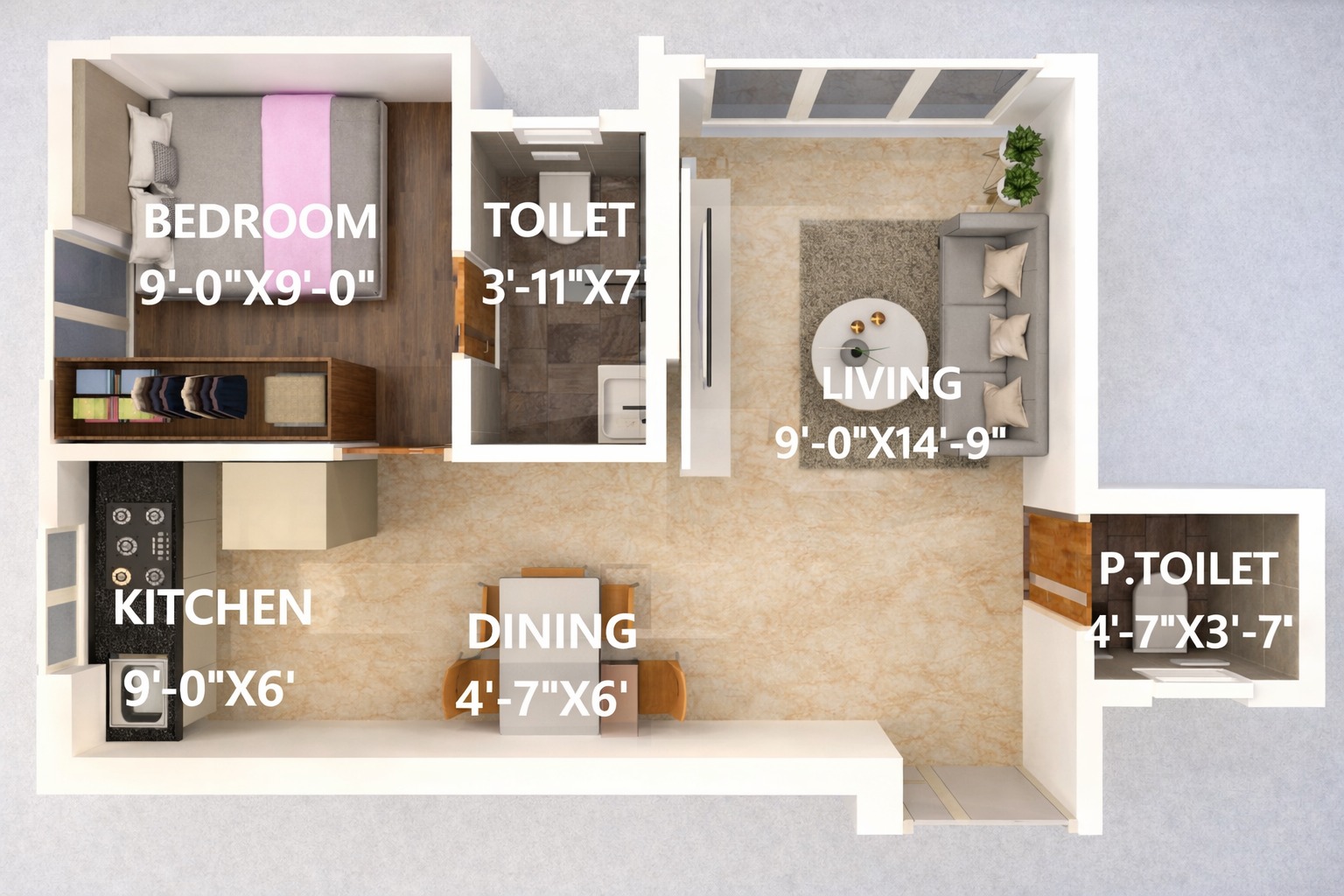 1 BHK floor plan