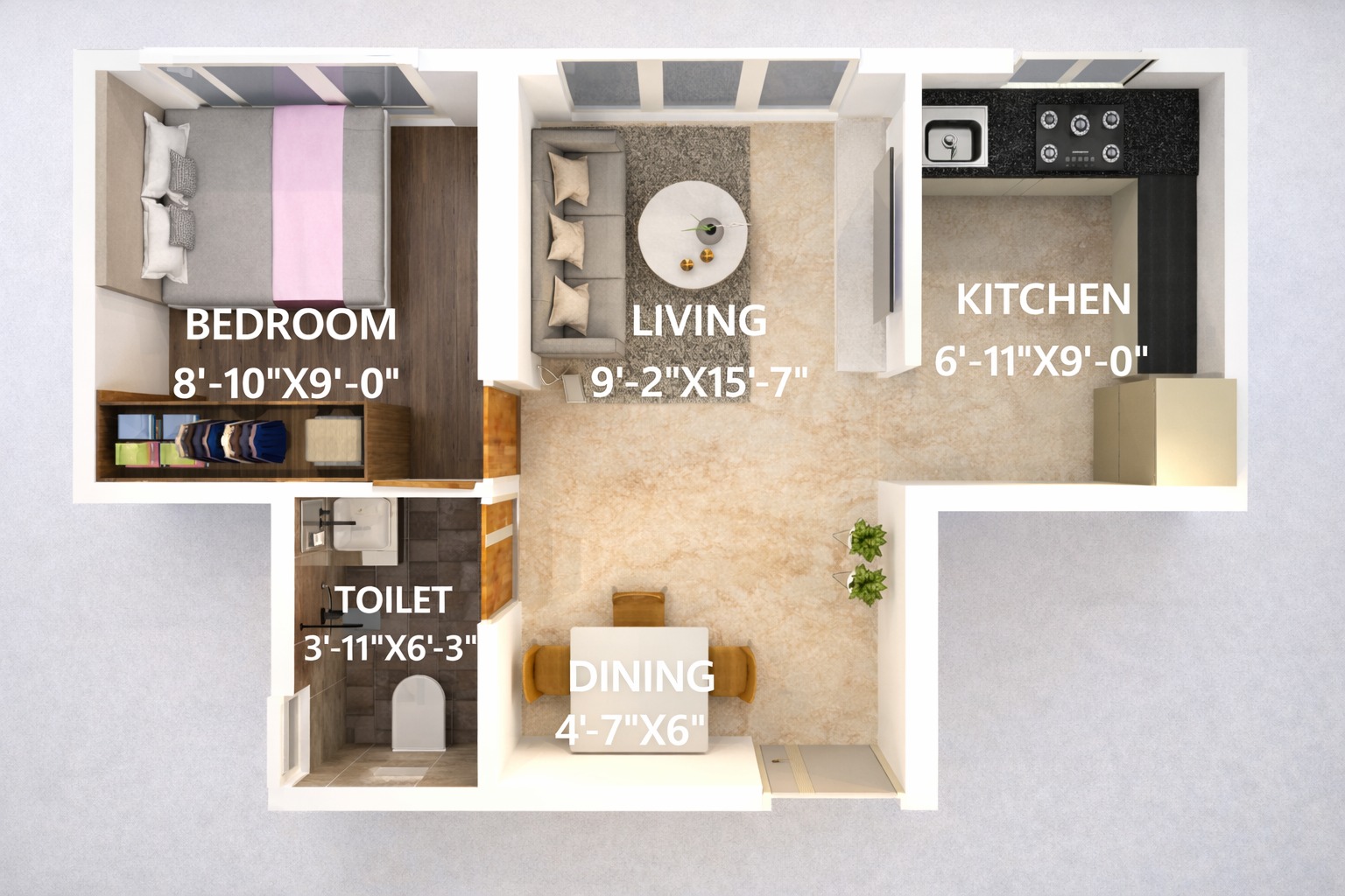 1 BHK floor plan