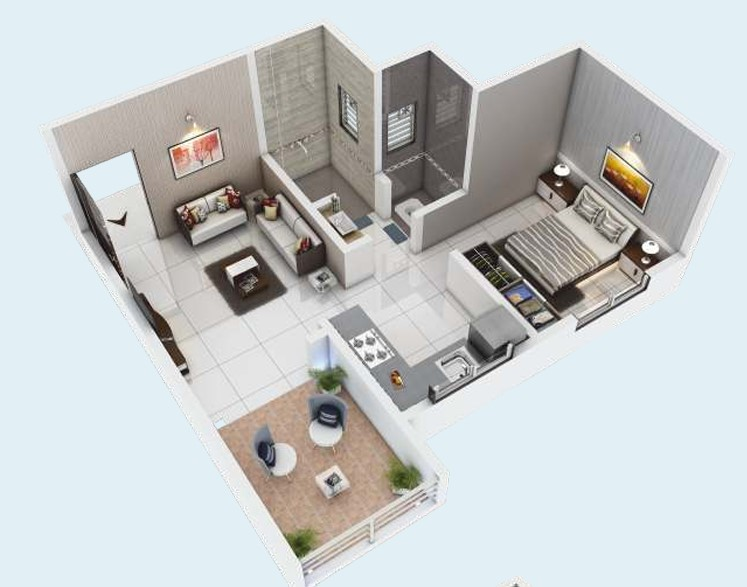 1 BHK floor plan