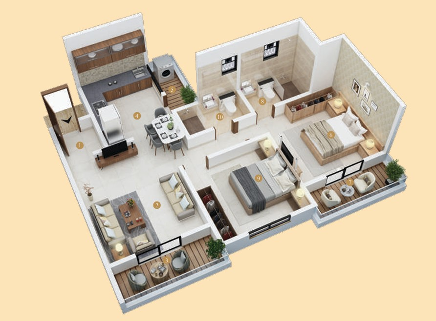 2 BHK floor plan
