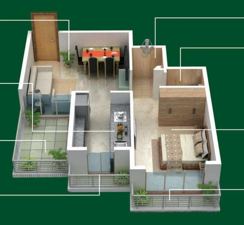 1 BHK floor plan