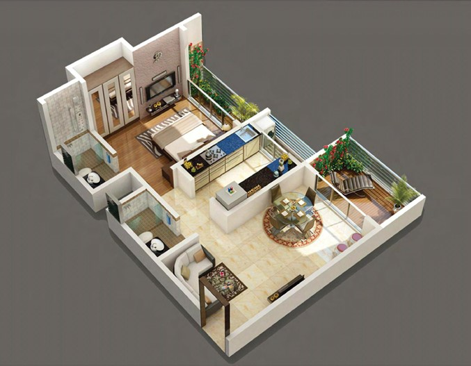 1 BHK floor plan