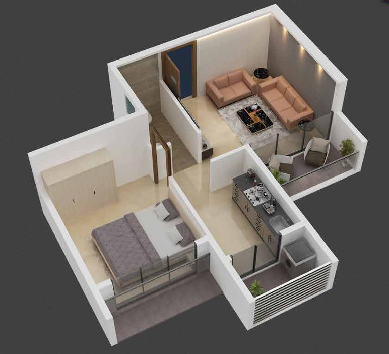 1 BHK floor plan