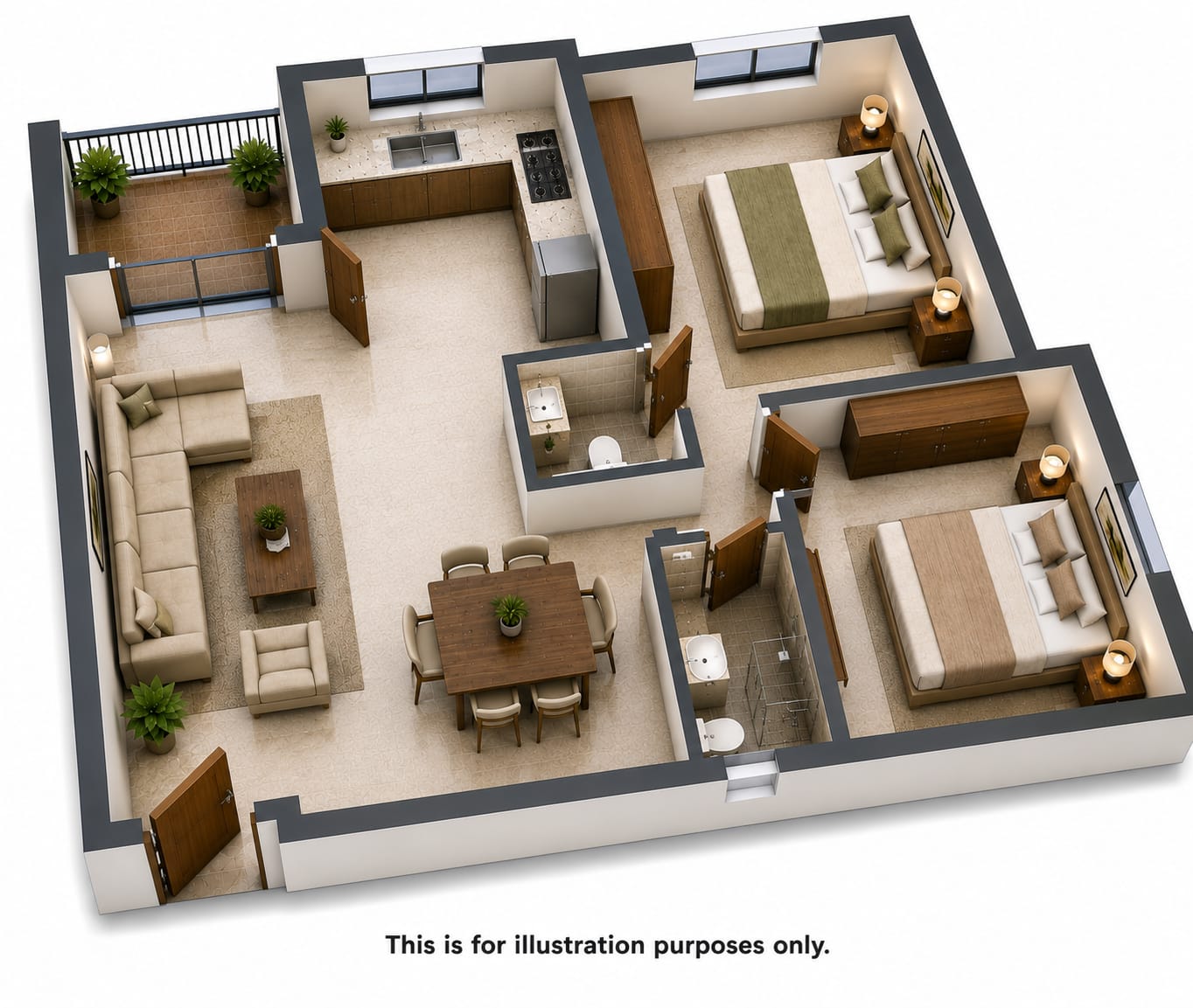 2 BHK floor plan