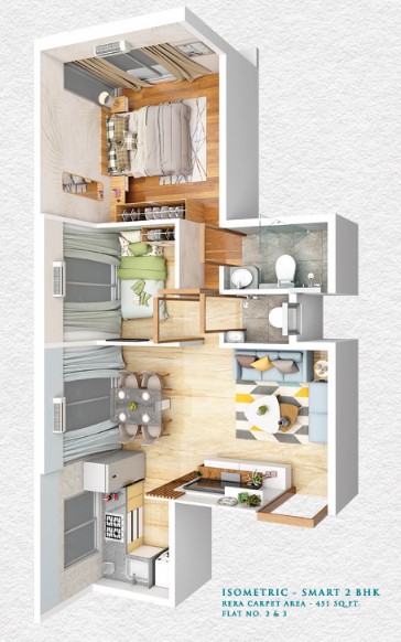 2 BHK floor plan