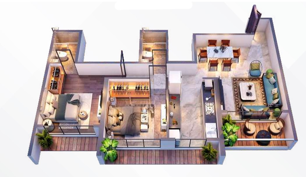 2 BHK floor plan