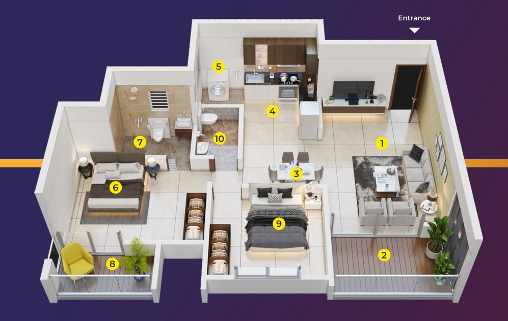2 BHK floor plan