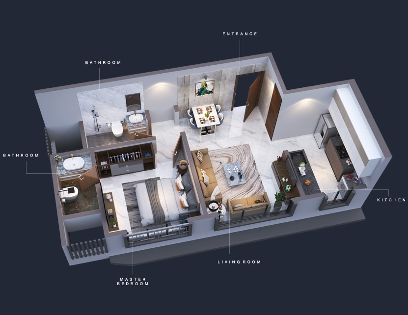 1 BHK floor plan