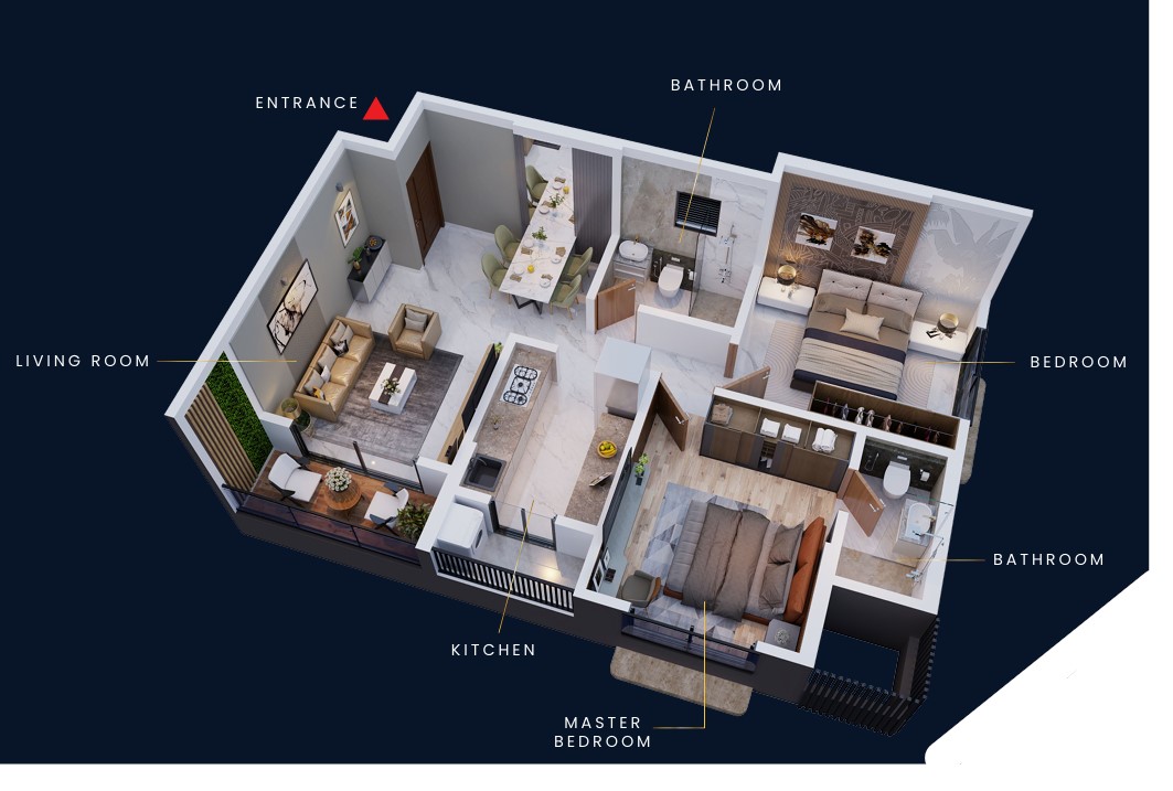 2 BHK floor plan
