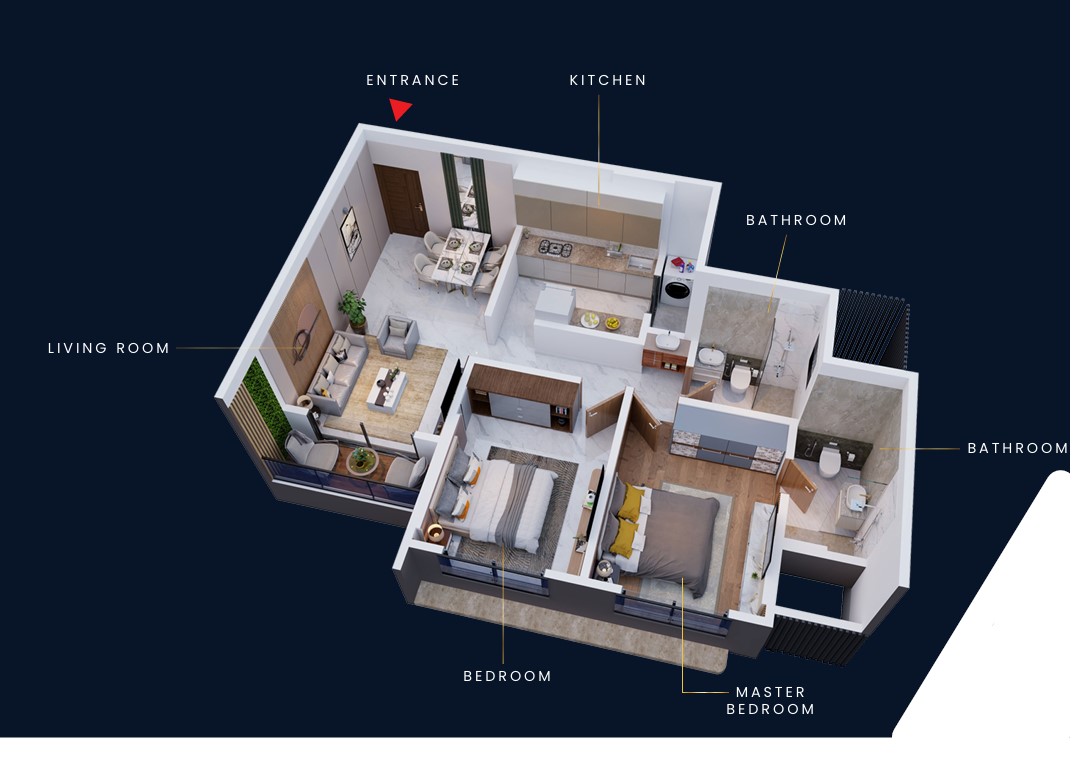 2 BHK floor plan