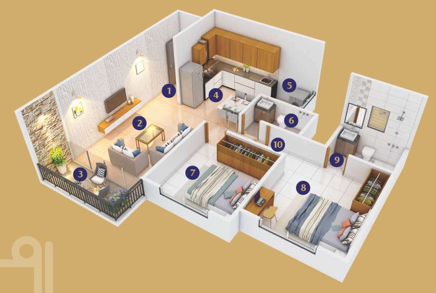 2 BHK floor plan