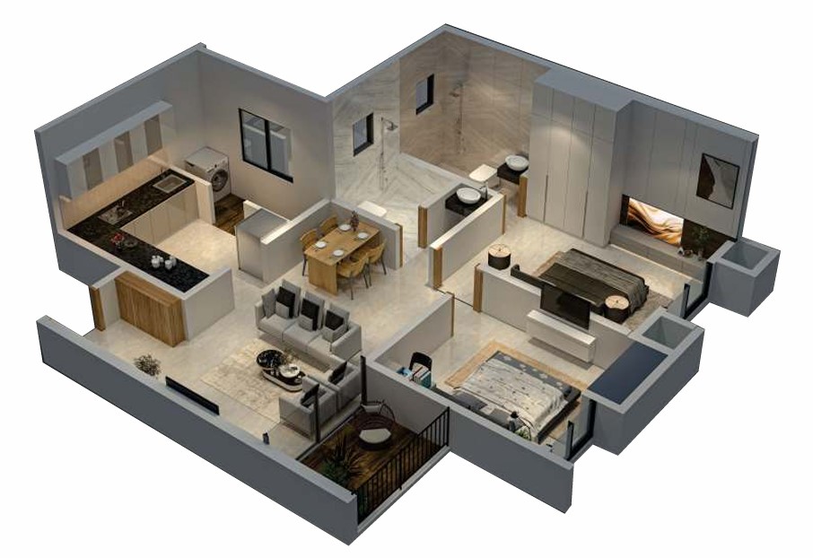 2 BHK floor plan