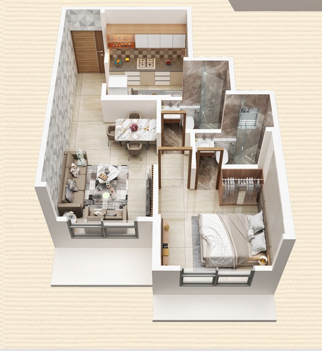 1 BHK floor plan