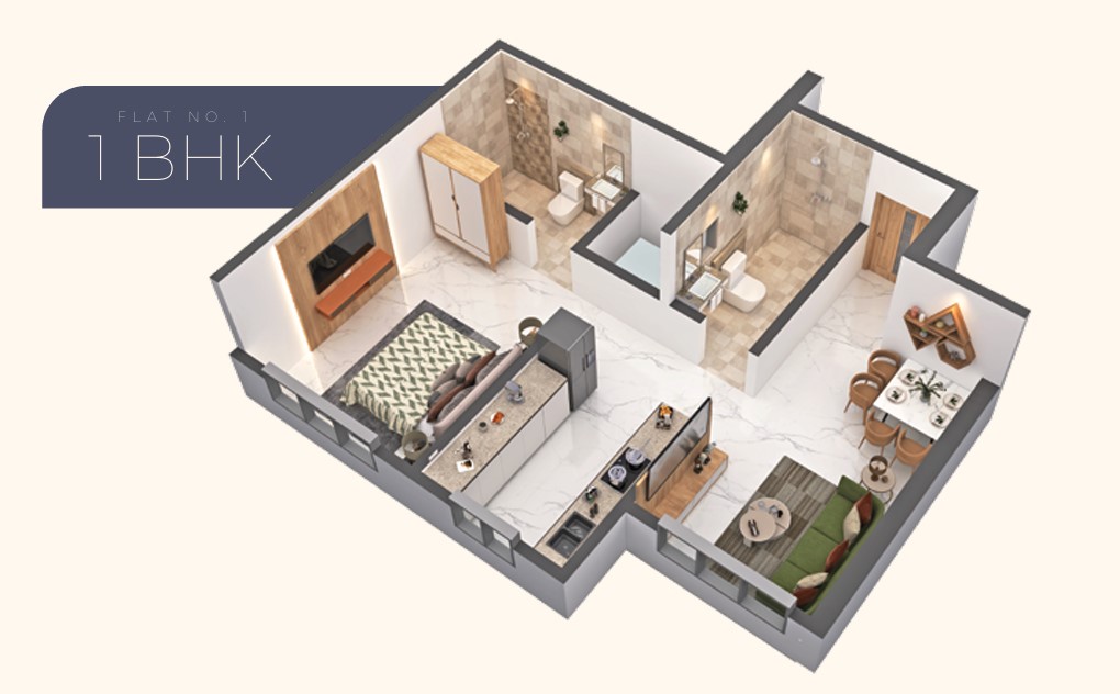 1 BHK floor plan
