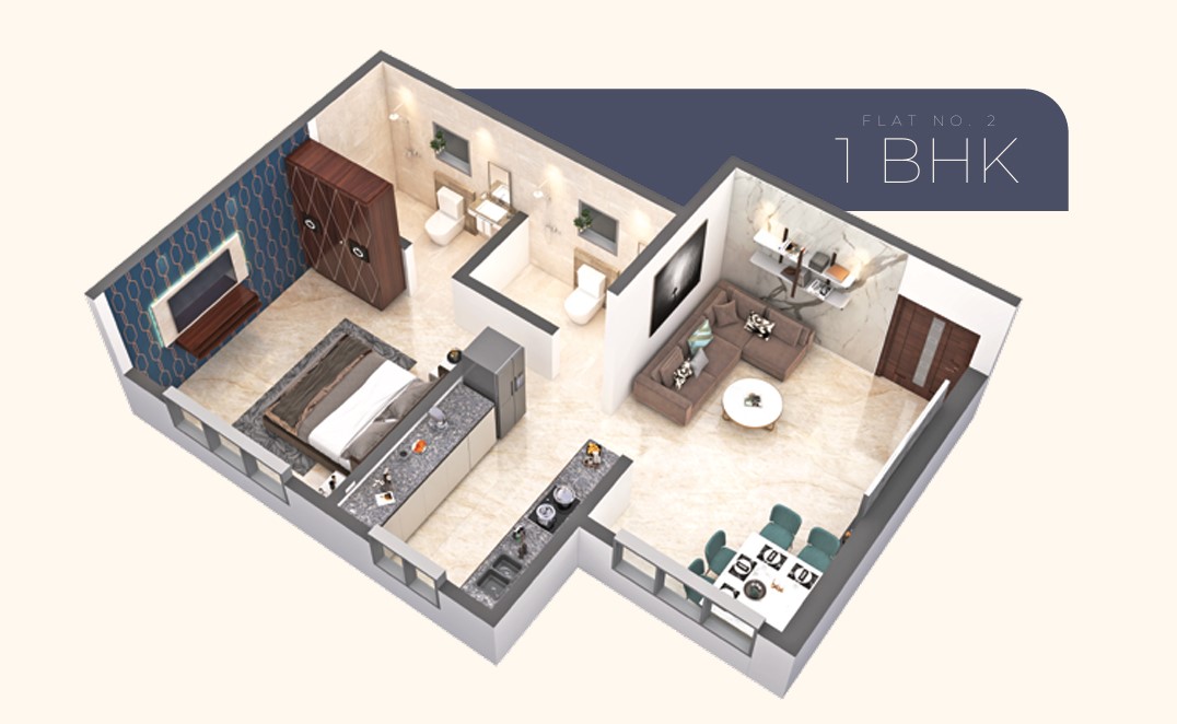 1 BHK floor plan