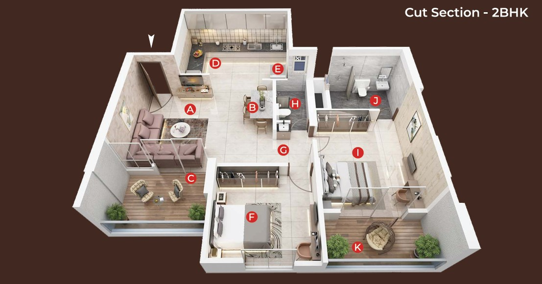 2 BHK floor plan