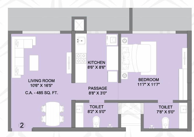 1 BHK floor plan
