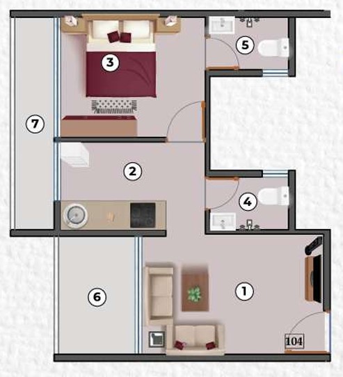 1 BHK floor plan