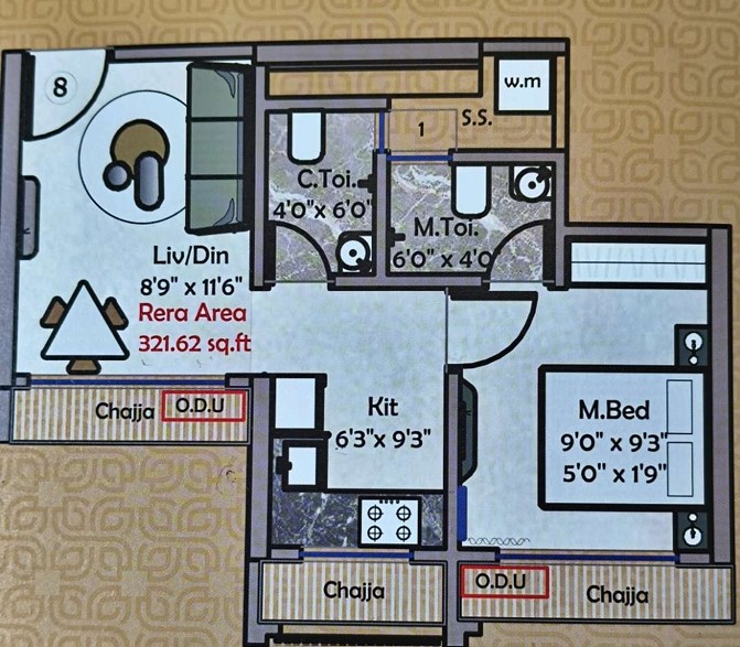 1 BHK floor plan