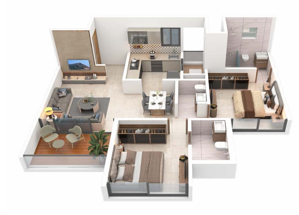 2 BHK floor plan