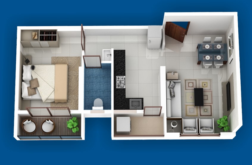 1 BHK floor plan