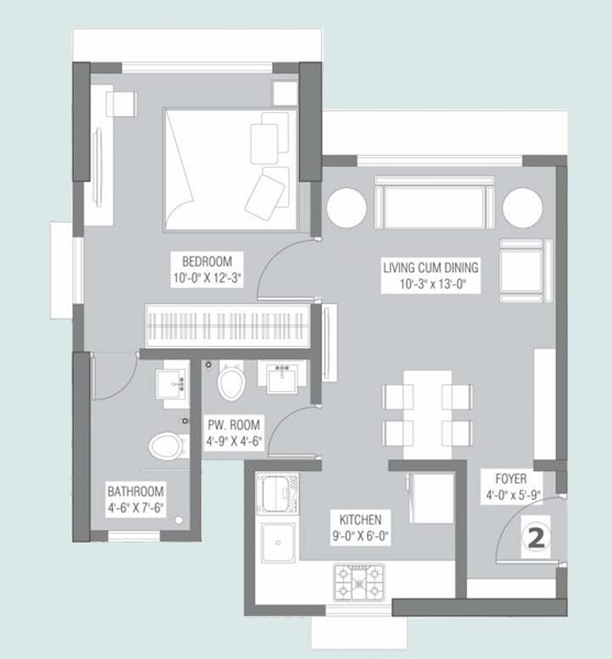 1 BHK floor plan