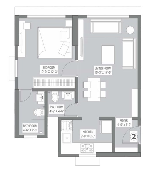 1 BHK floor plan