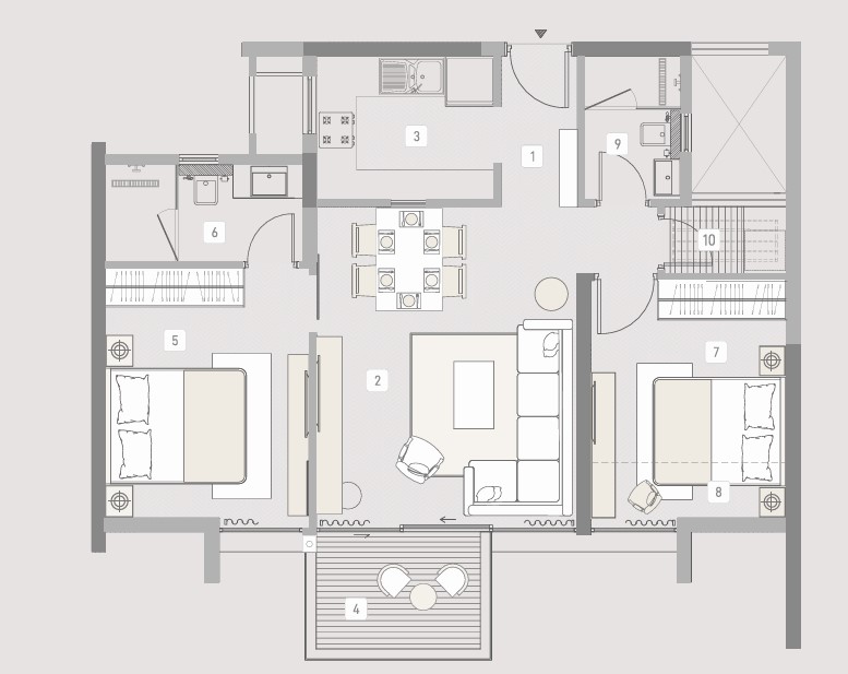2 BHK floor plan