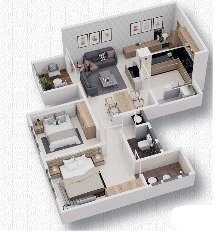 2 BHK floor plan