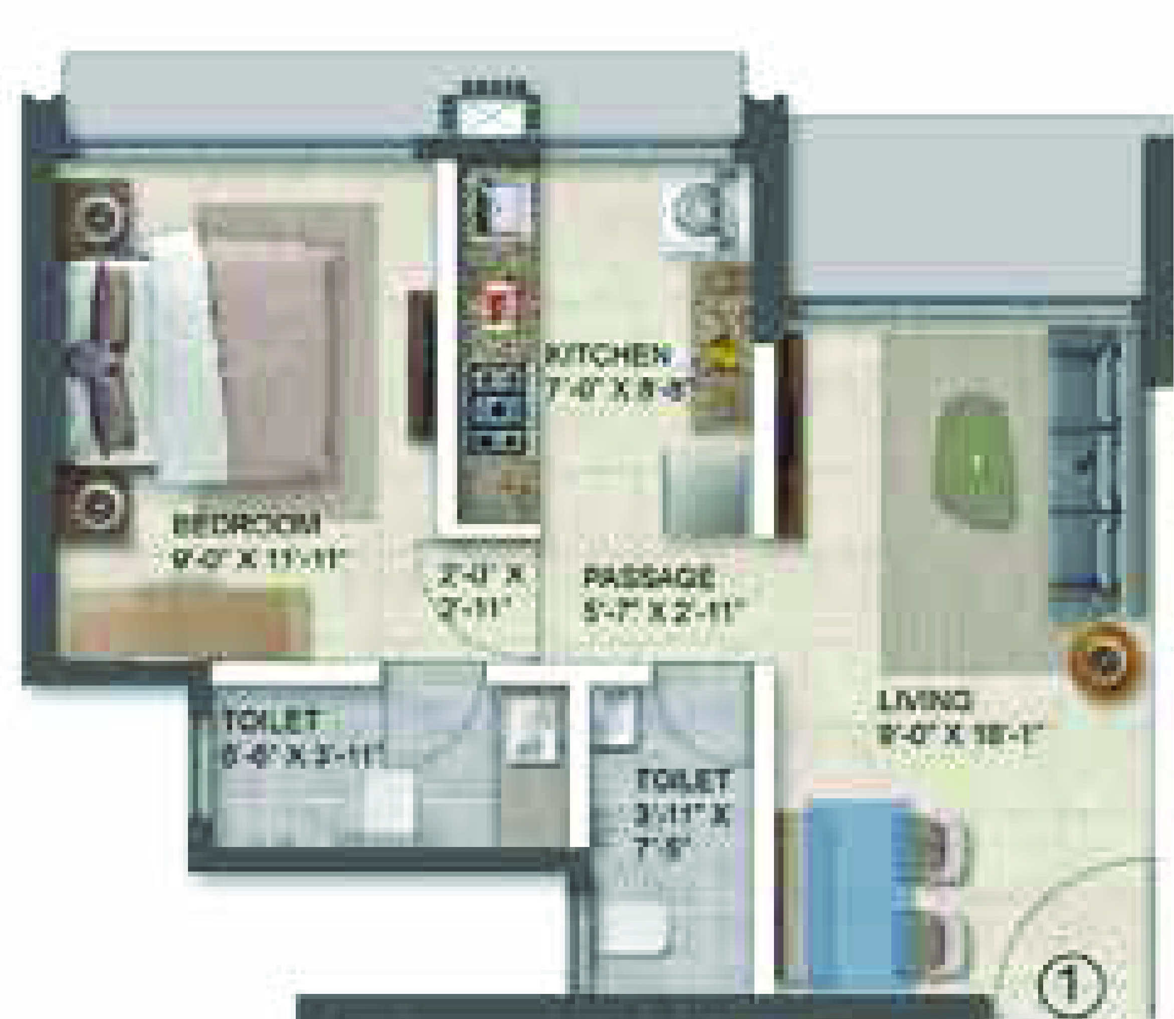 1 BHK floor plan
