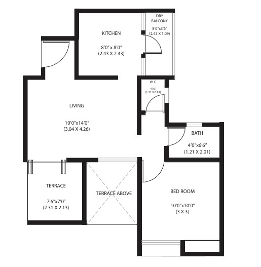 1 BHK floor plan