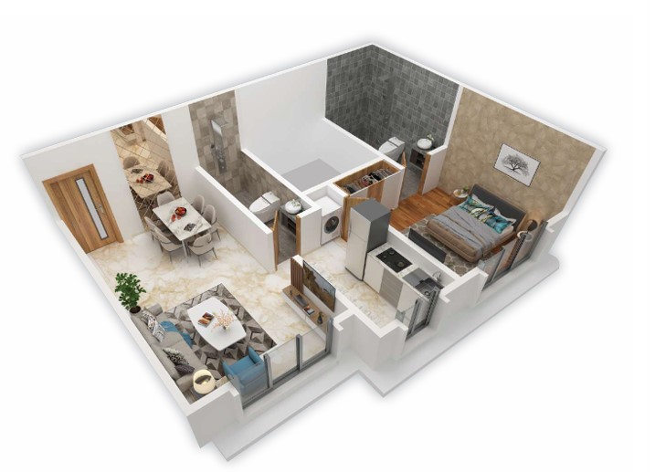 1 BHK floor plan