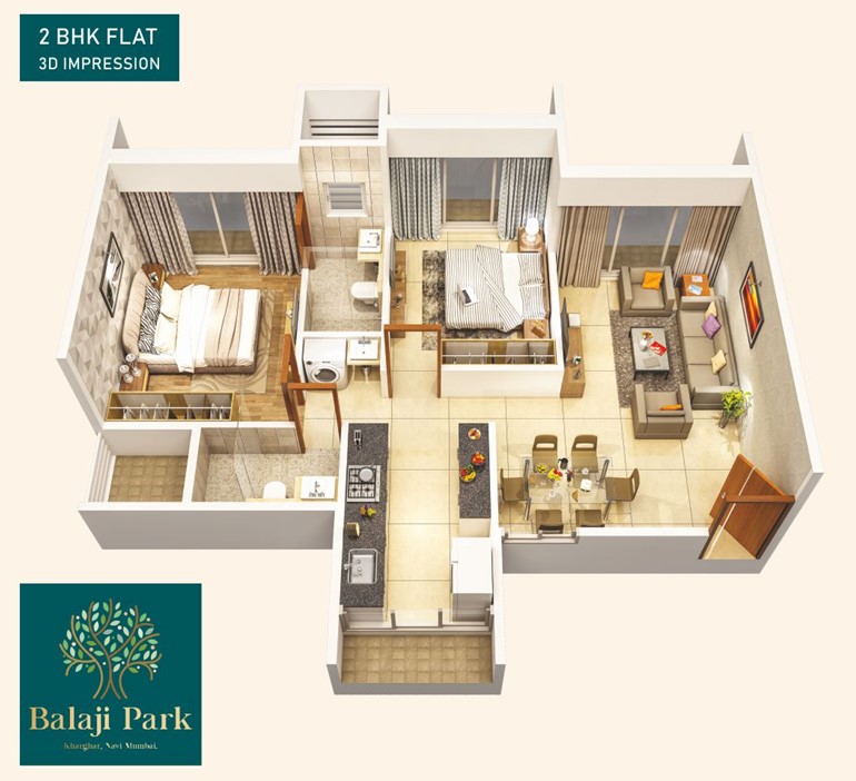 2 BHK floor plan