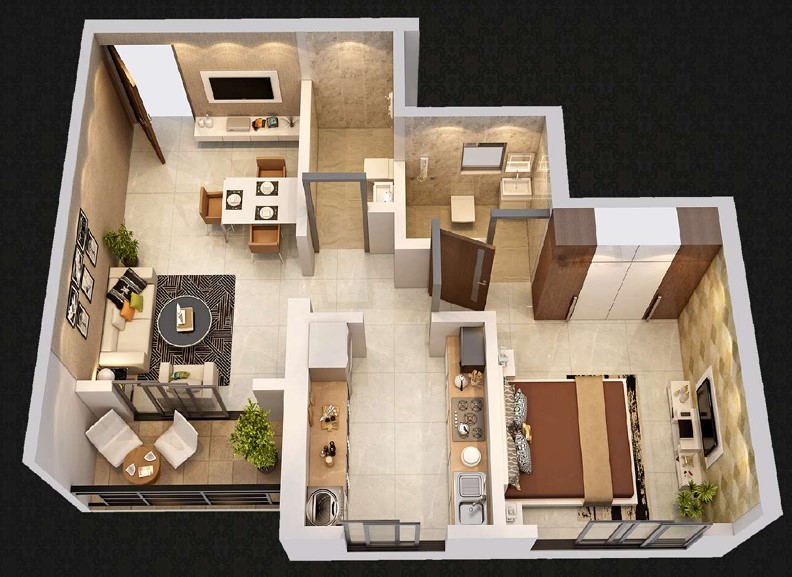 1 BHK floor plan