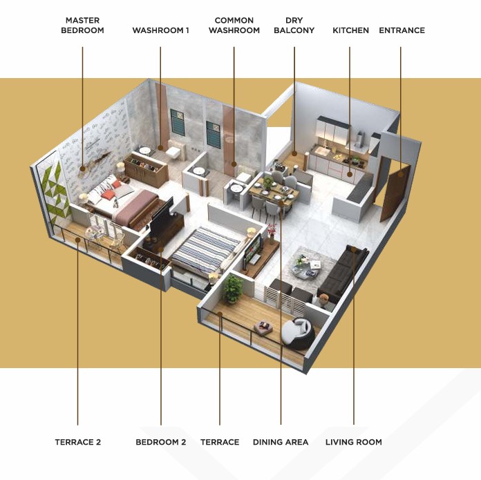 2 BHK floor plan