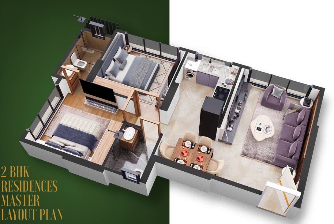 2 BHK floor plan