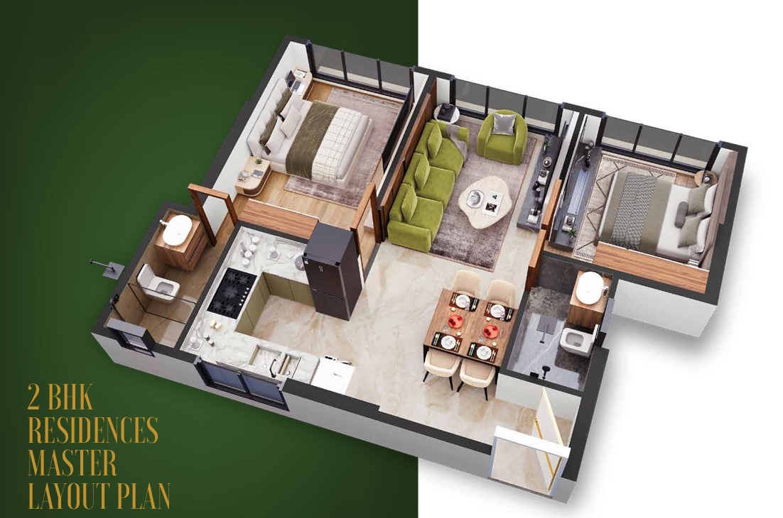 2 BHK floor plan